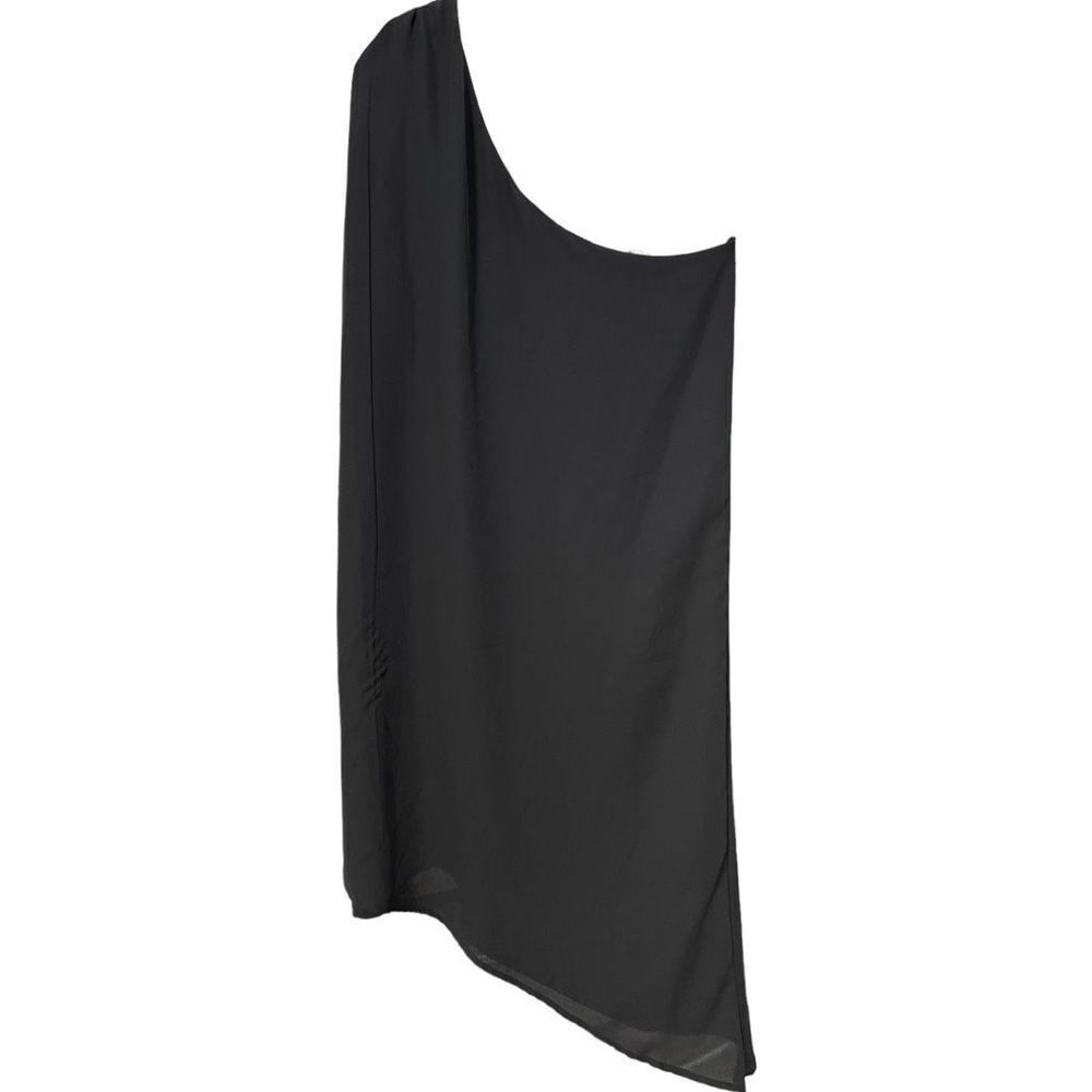 Dee Elly Women's Black One Shoulder Chiffon Asymmetrical Mini Dress Size Large